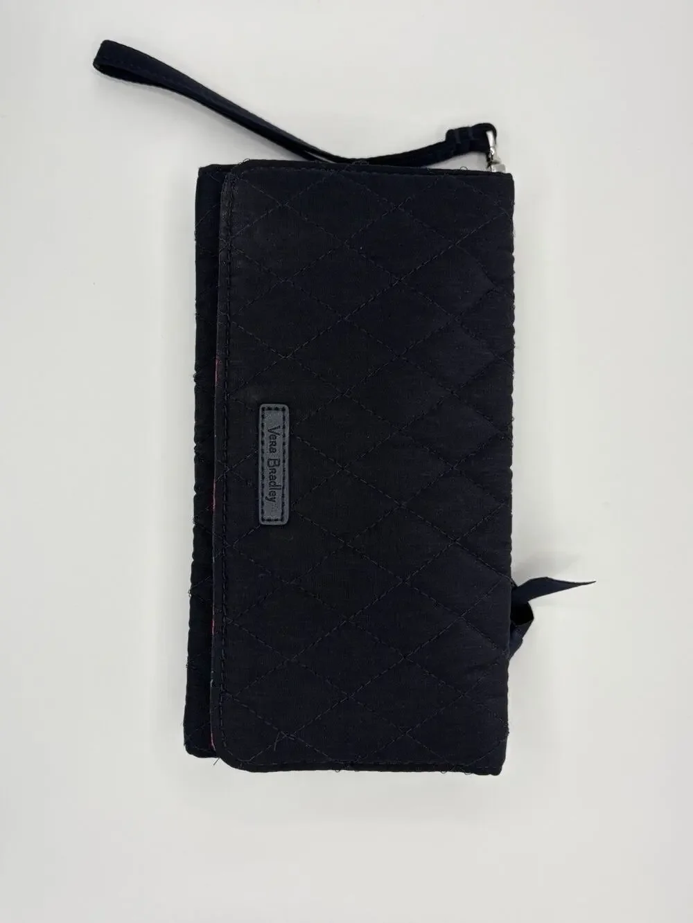 Vera Bradley Navy/Pink Floral Wristlet Wallet Zip Wrist Strap Card Slots